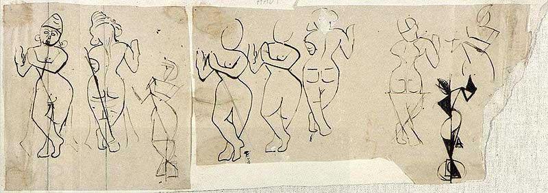 Theo van Doesburg Sketches of Krishna playing a flute China oil painting art